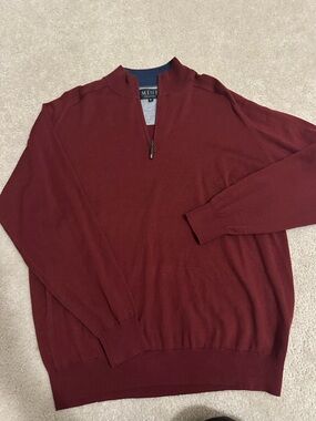 mine Men's Burgundy Half-Zip Sweater